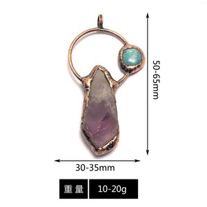 Pendant Necklaces Retro Style Natural Amethyst Hexagonal Pillar Tianhe Stone Combination Bronze Fashion Personality European And American