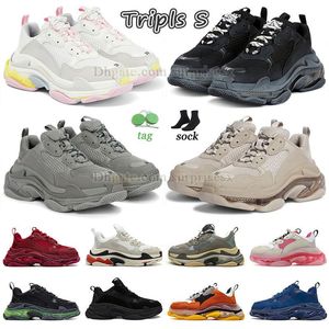 Original Herren-Damen-Luxus-Basketballschuhe, Triple S, komplett schwarz, klare Sohle, weinrot, hellrauchgrau, Court-Lila, Mitternachtsblau, Vintage-Beige, Dad-Trainer-Sneaker