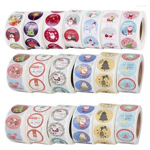 Gift Wrap 500Pcs Labels 2.5cm Merry Christmas Design Stickers DIY Scrapbooking Xmas Party Box Bag Decoration Envelope Sealing