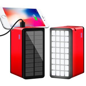 Large Capacity 100000mah Solar Power Bank panels Camping Lights Mobile Fast Solar Charger smart Phones LED Display USB Quick Charge Support Li-Polymer Battery