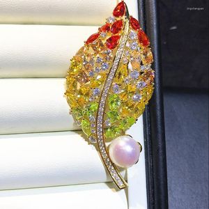 Broszki mm słodkowodne perłowe piersi fantazyjne kolorowe liść w stylu liści broszka kobiety biżuteria biżuteria dama prezenty