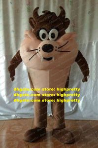 Brown Tasmanian Devil Bugs Bunny Mascot Costume Mascotte Cartoon z jasnymi oczami różowy brzuch nr 4135