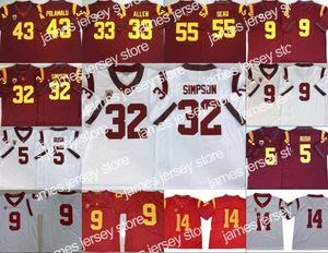USC Trojans Vintage stitched Jersey 5 Reggie Bush 32 OJ Simpson 14 Sam Dar
