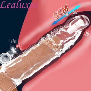 Massager Vibrator Enlargement Sleeve Delay Ejaculation Cock Ring Reusable Comdom Penis Extender Adult Sex Toys for Men