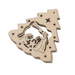 Christmas Decorations Wood Ornaments Wooden Tree Shaped Nativity Scene Pendants With Ropes Birth Of Jesus Keepsake Baubles Decorati