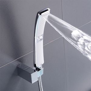 Bathroom Shower Heads Waterfall 2 Function Hand Held Shower Head High Pressure Rain Shower Sprayer Set Water Saving Brushed Nickel Black Design 221021