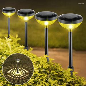 Solar angetriebene Lichter Pathway Outdoor Beleuchtung LED Lampe wasserdichte Tropfen Stecker Garten Rasen Bunte Laternenlandschaft Dekor