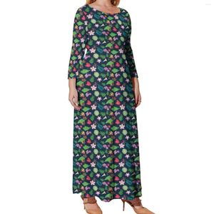 Kleider in Übergröße, Palmblätter-Druckkleid, tropische botanische Blumen, niedlich, Maxi-Streetwear, Bohemia, langes Vestidos 4XL 5XL