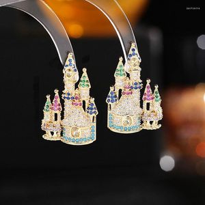 Brincos de Dangle Declaração Criativa Castelo Castelo Europeu e Americano Festa Romântica Festa de Casamento Jóias da Marca de Eardrop