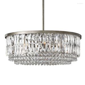 Lampade da terra Retro Led Lampadario di cristallo a sospensione Illuminazione per El Room Grande apparecchio a sospensione E14 Luci domestiche rotonde