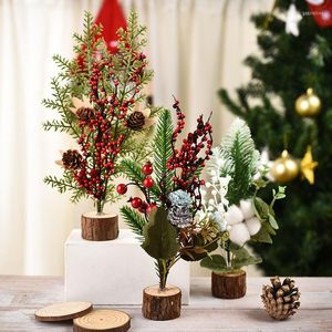 Christmas Decorations Mini Tree Table Decor Snow Frost Small Pine DIY Crafts Desktop Decoration Ornaments Artificial