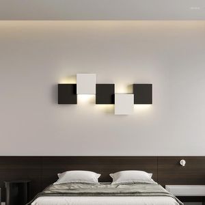 Lampa ścienna minimalistyczne światła LED Square czarny biały do ​​korytarza schodów sypialnia salon dekoracja domowa oświetlenie wewnętrzne