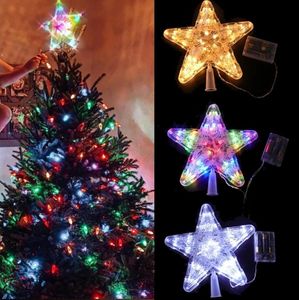 Christmas Tree Top Star Lights Xmas Trees Decoration Ornaments Battery Power Garland New Year Christmas Decorations for Home