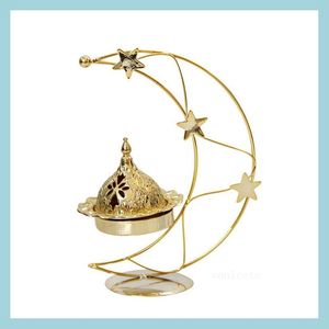 Titulares de velas Ramadan Golden Candleds Metal Star Moon Shape Candlestick Dual Punto Simples Aromaterapia Fogo T2I53353 Drop Dhu4b