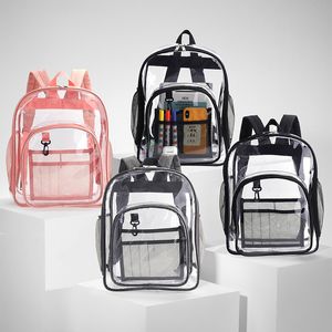 Clear Backpack Waterproof PVC School Bag Transparent Backpack Purses with Reinforced Strap See Through BookBag