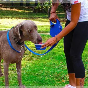 Dog Collars Multifunction Pet Leash Durable Retractable Long Rope With Built-in Water Bottle Bowl Waste Bag Dispenser