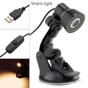 Table Lamps 3W USB Warm Light Power Lamp Flexible Eye Protection Desk Suction Cup Bedroom Living Room For Study/Work