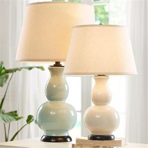 Table Lamps Europe Rural Ceramic Bedside Lamp White/Light Blue Porcelain Country Desk Decor Light Gourd Corner Sofa 2007