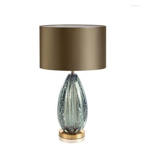 Table Lamps LukLoy Bedside LED Modern Lamp American Simple Gray-Green Glass Light For Villa Living Room Bedroom Creative