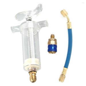 Amostrador de óleo de arruela/corante de carro injetor de 30 ml com lateral baixo adaptador de acoplador rápido 1/4 SAE R134 Óleo de óleo de líquido de refrigeração do óleo de líquido de refrigeração