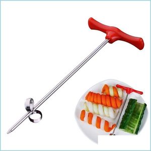 Fruit Vegetable Tools Creative Spiral Twist Knife For Cucumber Carrot Fruit Vegetable Peeler Manual Roller Stainless Steel Screw Car Dhh35