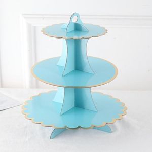 Bakeware Tools Three - Layer Disposable Round Birthday Cupcake Dessert DIY Paper Craft Stand Display Rack Wedding Party Supplies Cake T