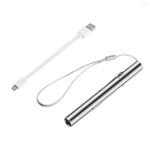 Lighting Energy-saving Handy Portable Pen Shaped USB Rechargeable Mini LED Torch With Stainless Steel Clip