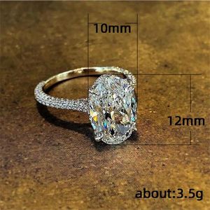 2022 Ny mode vintage oval cut 4ct Diamond Promise Ring 100% Real 925 Sterling Silver Engagement Wedding Band Rings for Women J257h