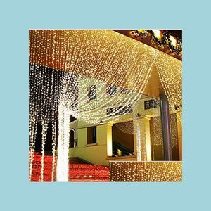 Party Decoration 10Mx5M 1600 Led Curtain Light Promotion Christmas Decoration Wedding Supplies Outdoor Holiday Lights Series Ac 110V Dhon2