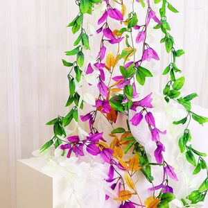 Dekorativa blommor 240 cm flera färger Silk Artificial Hanging Ivy Leaf Garland Plants Vines Laves Home Wedding Garden Party Christmas Wall