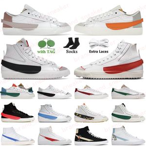 Nike Blazer Mid 77 Hombres Mujeres Zapatos casuales Zapatillas de plataforma Vintage Flyeather Ruohan Wang Indigo Diseñador de lujo Tamaño deportivo 36-45