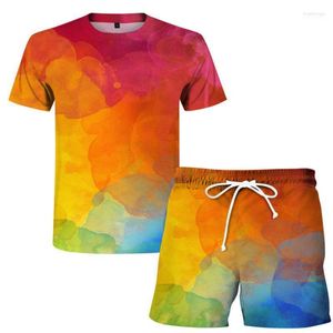 Męskie dresy męskie letni geometryczny wzór odzieży sportowej krótkoczepowe koszulka 2 szorty mody swobodny