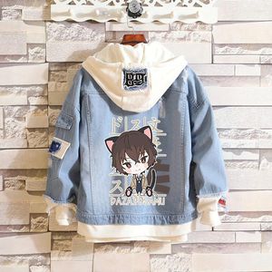 Herrjackor all-match denimjacka Stray Dogs Dazai Osamu Jean Anime Women/Men Harajuku Song Winter Fashion Logo Pattern Tops