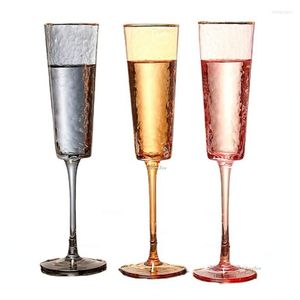 Şarap Gözlükleri 200-350ml Yaratıcı Çekiç Dövmesi Goblet Altın Kristal Kırmızı Şampanya Kupası Light Lüks Buz Kırma İçecek Yazıları
