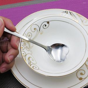 Besteck-Sets „Herzförmiger Dessertlöffel, Edelstahl, Silber, Tee, Kaffee, Mixer, Café, Küchenzubehör, Dekor“