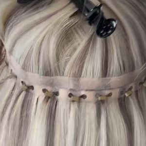 Meistverkaufte Remy-Hautschusshaare, 100 Gramm, europäisches Haarband in Echthaarverlängerungen mit Löchern, 100 g, 3 Stück