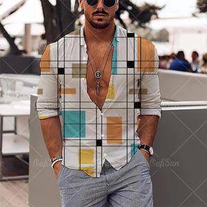 Camisas casuais masculinas Camisa Hawaiana de Manga larga para hombre con estimado 3d Estilo simples solapa 2022