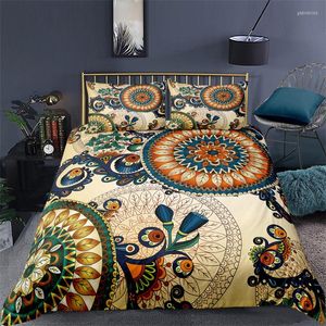 Sängkläder sätter mandala set queen size bohemian stil blommig tryck täcke med kuddar för barn flickor vuxna sovrum dekorativ