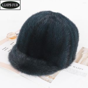 Ball Caps Brand Lady Fashion Real Hats Luxury Women Casual Natural Hat Winter Warm Thick Girls Genuine Cap