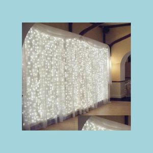 Party Decoration 10Mx4M 1280 Led Curtain Lights Christmas Cotton Ball Light Decoration Wedding Supplies Outdoor Holiday Series Ac 11 Dhz26