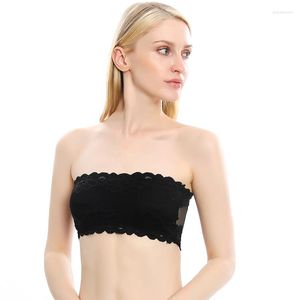 Bustiers Korsetts 1 Stück Sexy Damen Spitze Blumen Bralet BH Bustier Rückenverschluss Bandeau Crop Top Gepolsterte Bralette Trägerlose Tube Dessous