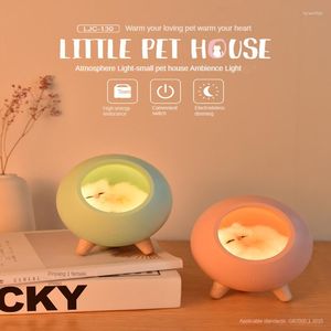 Nocne światła Little Cat Cat House Light Bluetooth Głośnik Kitten Bedside z śpiącą USB Charging Touch