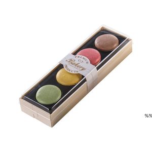 Beautiful Macaron Packing Box Wedding Party Dessert 4 Pack Cake Storage Biscotto Scatola di legno Decorazione torta JNB16579