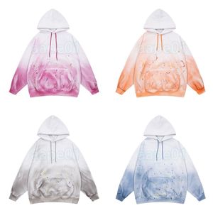 High Street Men Womens Gradient Hoodies Designer Mens Felpe con stampa dipinte a mano Fashion Couples Felpa con cappuccio in pile Taglia S-XL