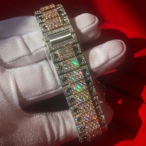 Wristwatch New Version VVS1 Diamonds watch Rose Gold mixed Sier Skeleton Watch PASS TT Quartz movement Top Men Luxury Iced Out Sapphire Watch9DFN70KF