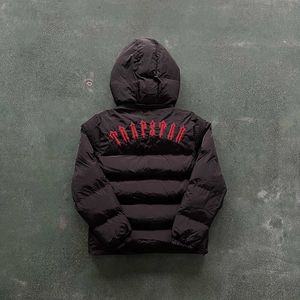 New Winter Warm London Hoodie Detachable Hooded Down Jacket Men Women Black Red Trapstar Embroidered Coat