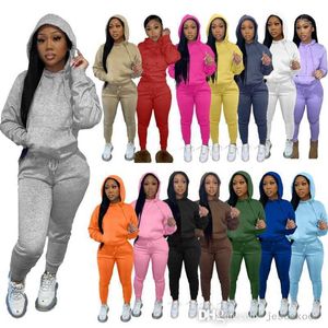 Winter Winter Women Tracksuits 2 قطعة ضبطت الأكمام الطويلة الفخمة هوديي Pullover Sweatpants ملابس الأزياء بدلة رياضية XS-XXL