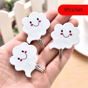 Hooks 3Pcs/Set Cloud Shape Self Adhesive Key Hanging Hook/ Multifunction Wall Mounted Clothes Towel Door Kids Room Hanger