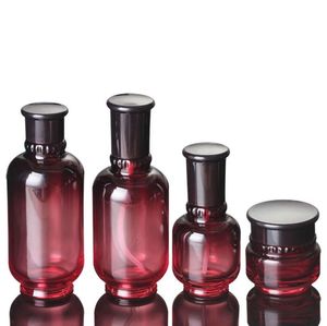 50ml red glass lotion bottle cream jars plug bottle lid cosmetic packaging container SN810