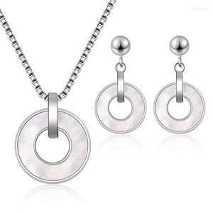 Brincos de colar Conjunto de Dubai for Women 2022 Gercel Geometric Circle Shell Pingente Colarearrings Jóias de casamento noiva